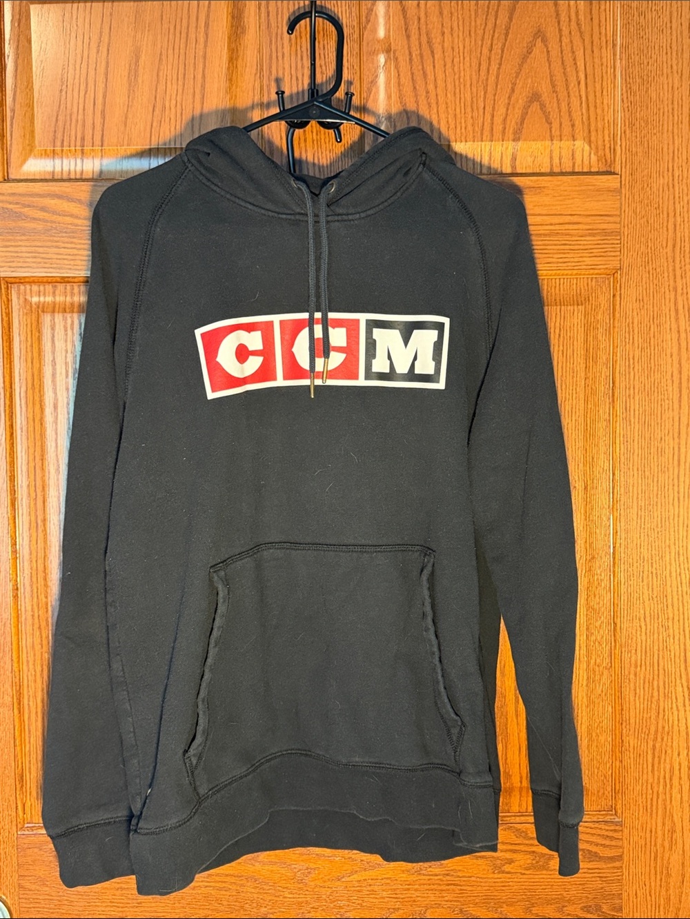 CCM Black Hoodie with Red & White Block Logo